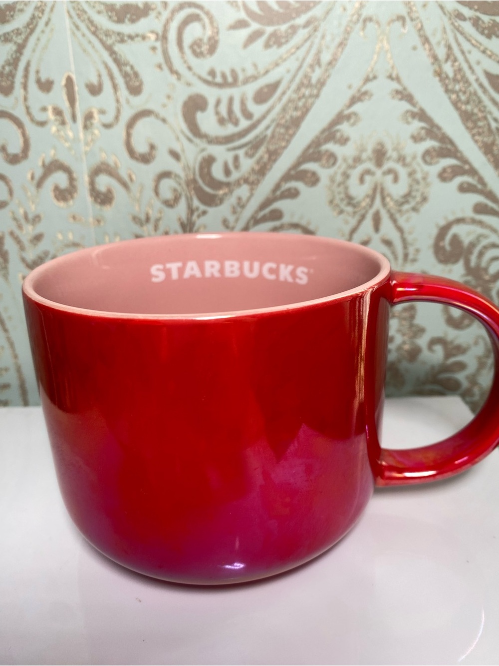 Starbucks Red Pearlescent Ceramic Mug